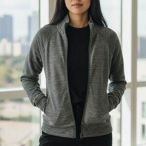 L.L. Bean Womens Gray Zip-Up Jacket Large Outdoor Cozy